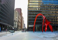 Skulptur Flamingo, Skulptur, Flamingo, Chicago, USA, Illinois, rot, USA, Christoph Goerdt