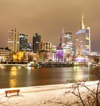 Frankfurt, Skyline, Winter, Nacht